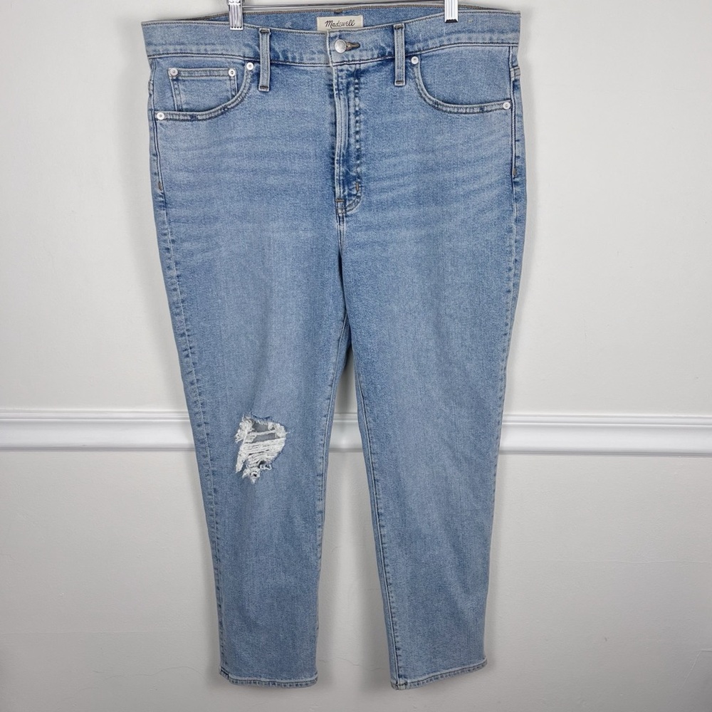 NWOT Madewell The Perfect Vintage Single Distressed Knee Light‎ Wash Jeans Sz 32
